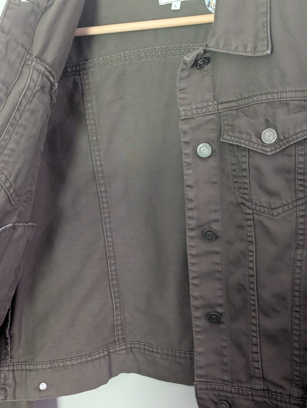 Upcycled Jean Jacket | Old Navy | Women's L | Bird & Wildflower Nature Art - Picture 8 of 12